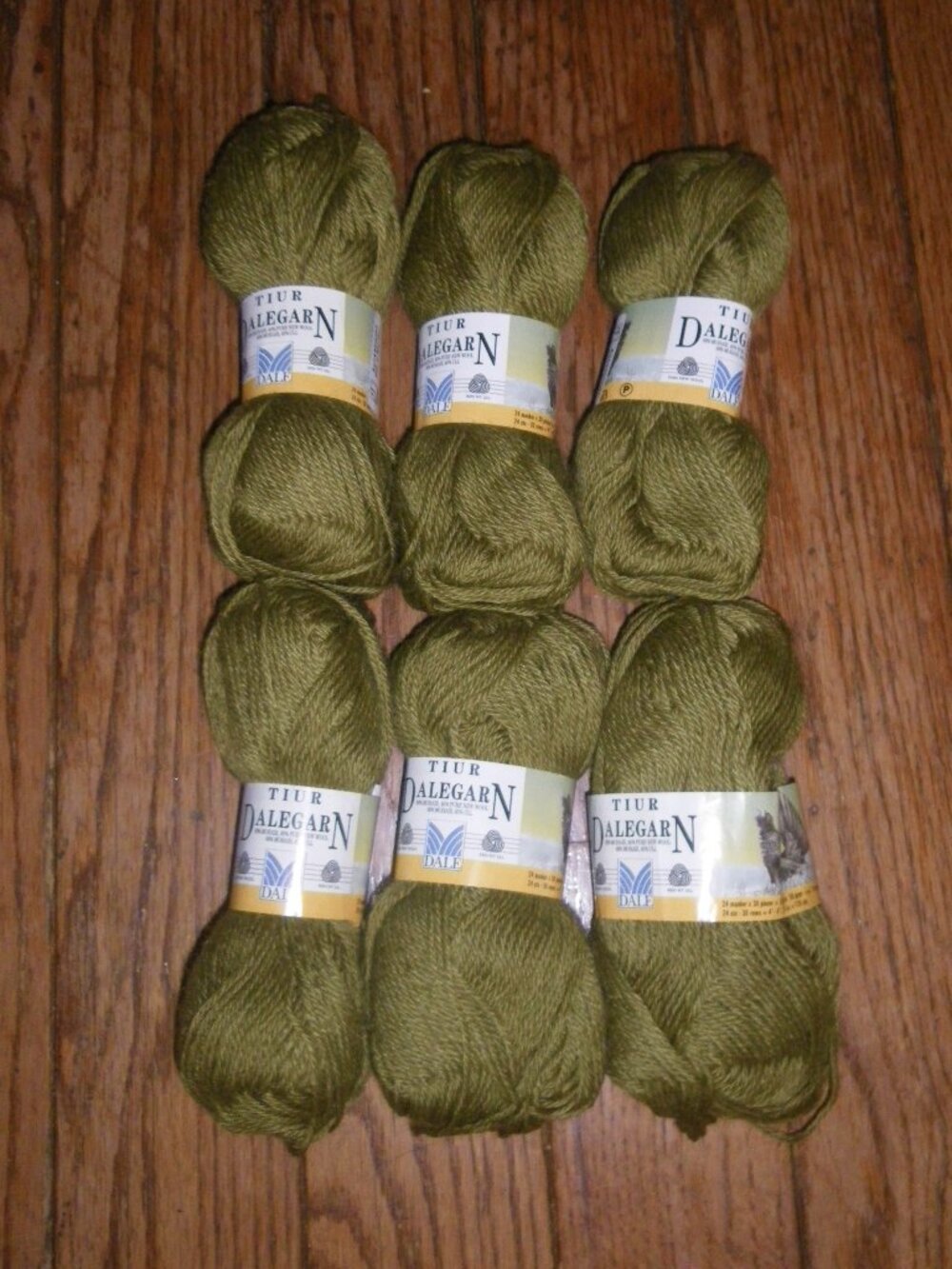 6 Small Skeins Tiur Dalegarn Mohair & Wool Blend Yarn Color Olive Green 126 yds